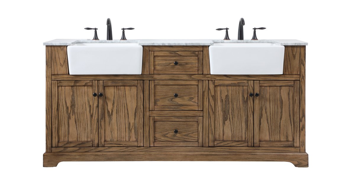 VF60272DDW 72" Double Bathroom Vanity in Driftwood