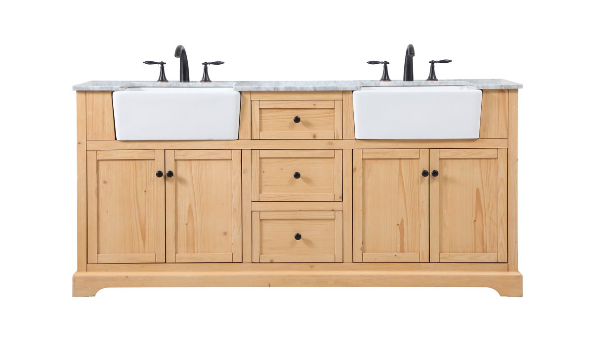 VF60272DNW 72" Double Bathroom Vanity in Natural Wood