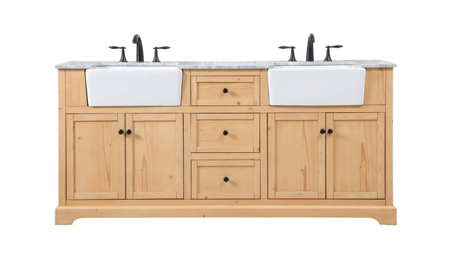 VF60272DNW 72" Double Bathroom Vanity in Natural Wood