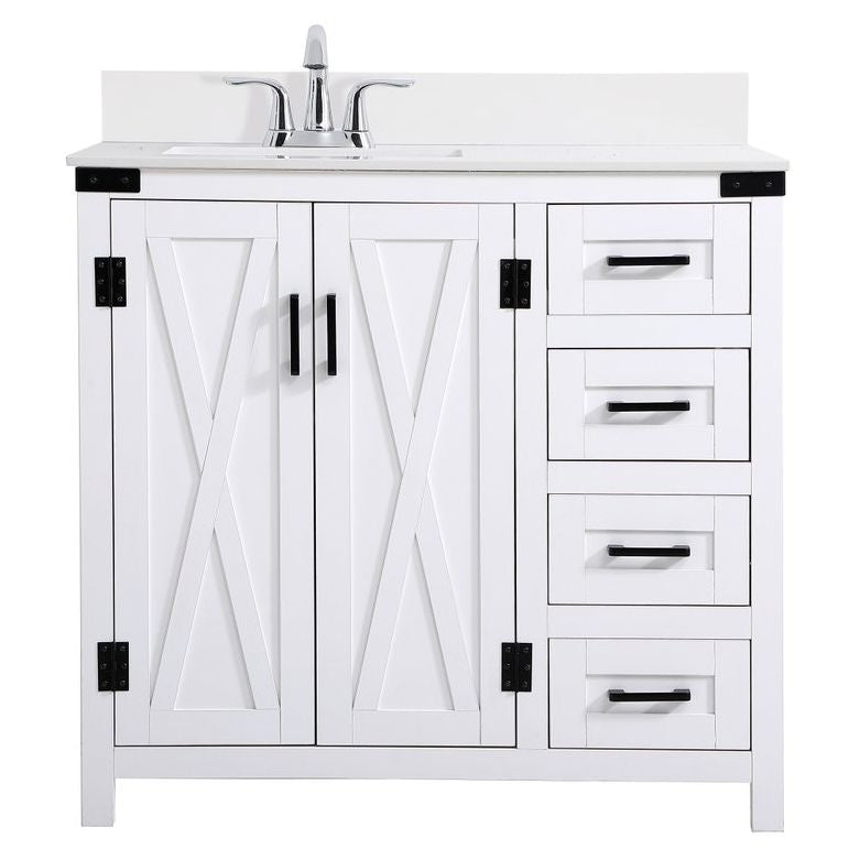 VF90236WH-BS 36" Bathroom Vanity in White With Backsplash