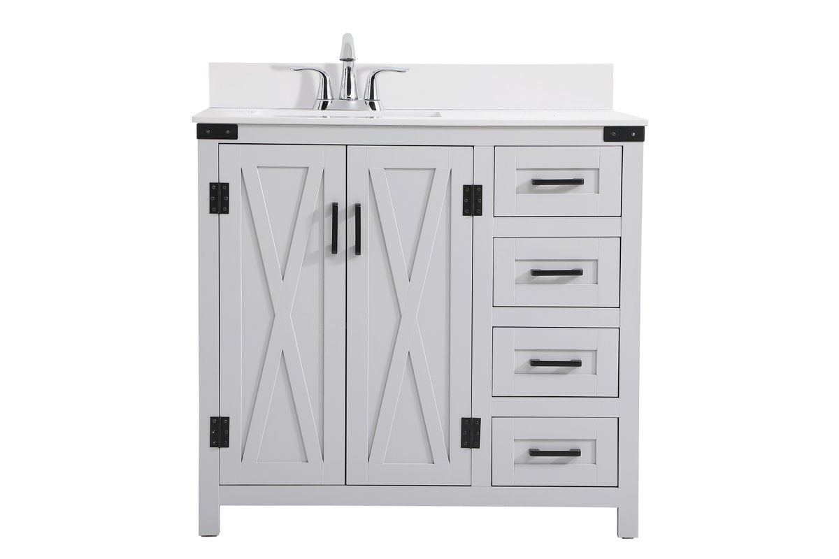VF90236GR-BS 36" Bathroom Vanity in Grey With Backsplash