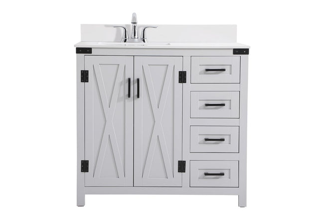 VF90236GR-BS 36" Bathroom Vanity in Grey With Backsplash
