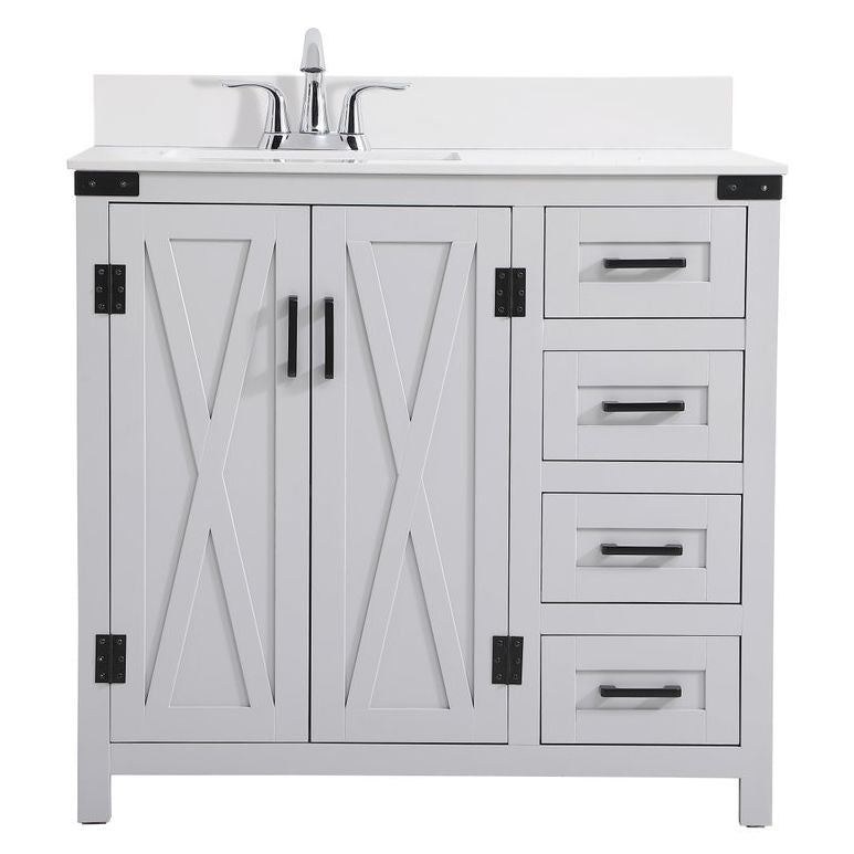 VF90236GR-BS 36" Bathroom Vanity in Grey With Backsplash
