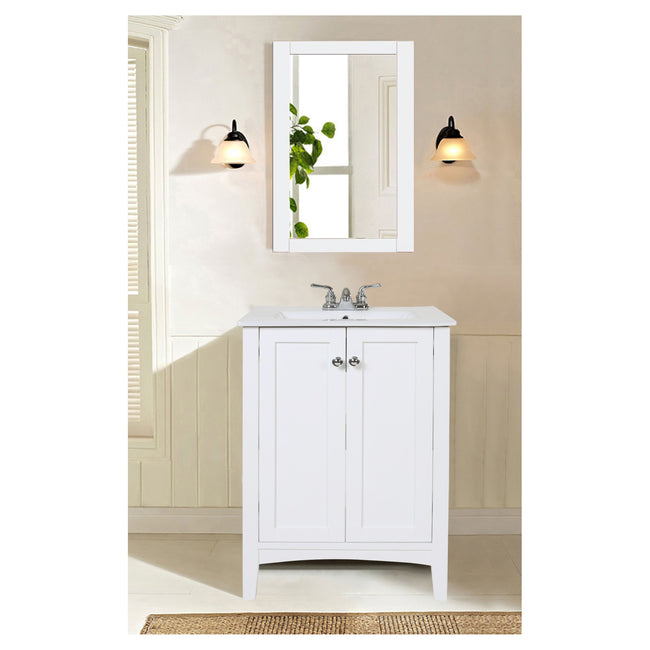 VM-2001 Aqua 22" x 32" Framed Rectangular Mirror in  White