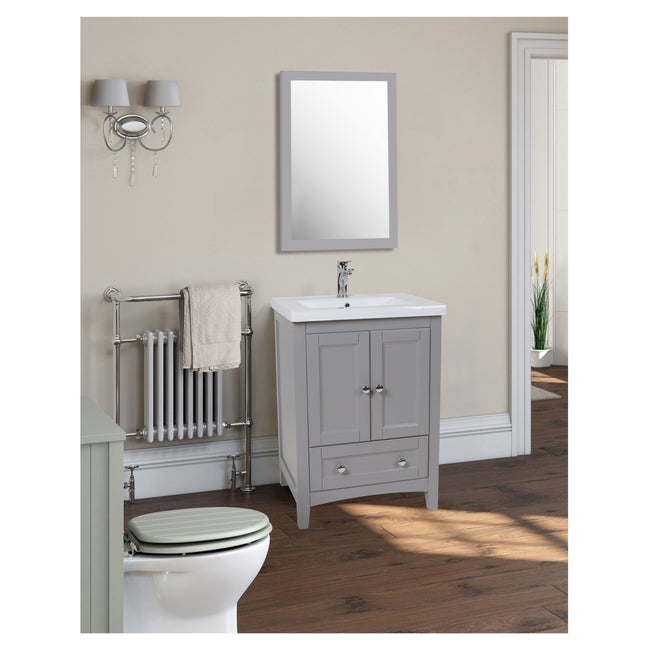 VM-2002 Aqua 22" x 32" Framed Rectangular Mirror in Medium Grey