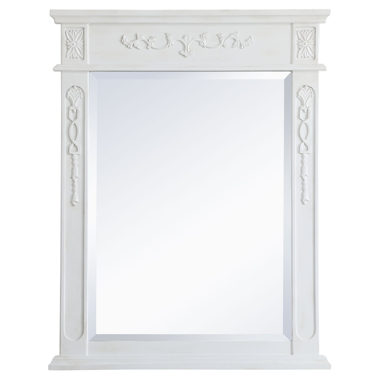 Elegant Decor VM12836AW Danville 28" x 36" Wood Framed Decorative Mirror in Antique White