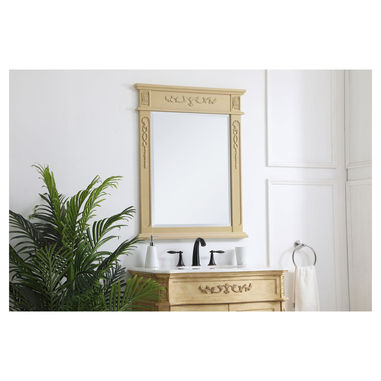 VM12836LT Danville 28" x 36" Wood Framed Decorative Mirror in Light Antique Beige