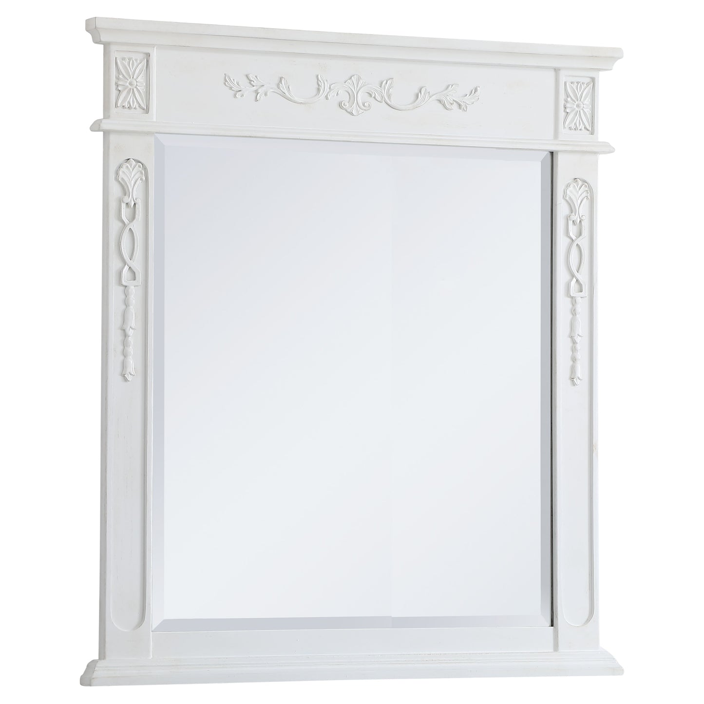 Elegant Decor VM13236AW Danville 32" x 36" Wood Framed Decorative Mirror in Antique White