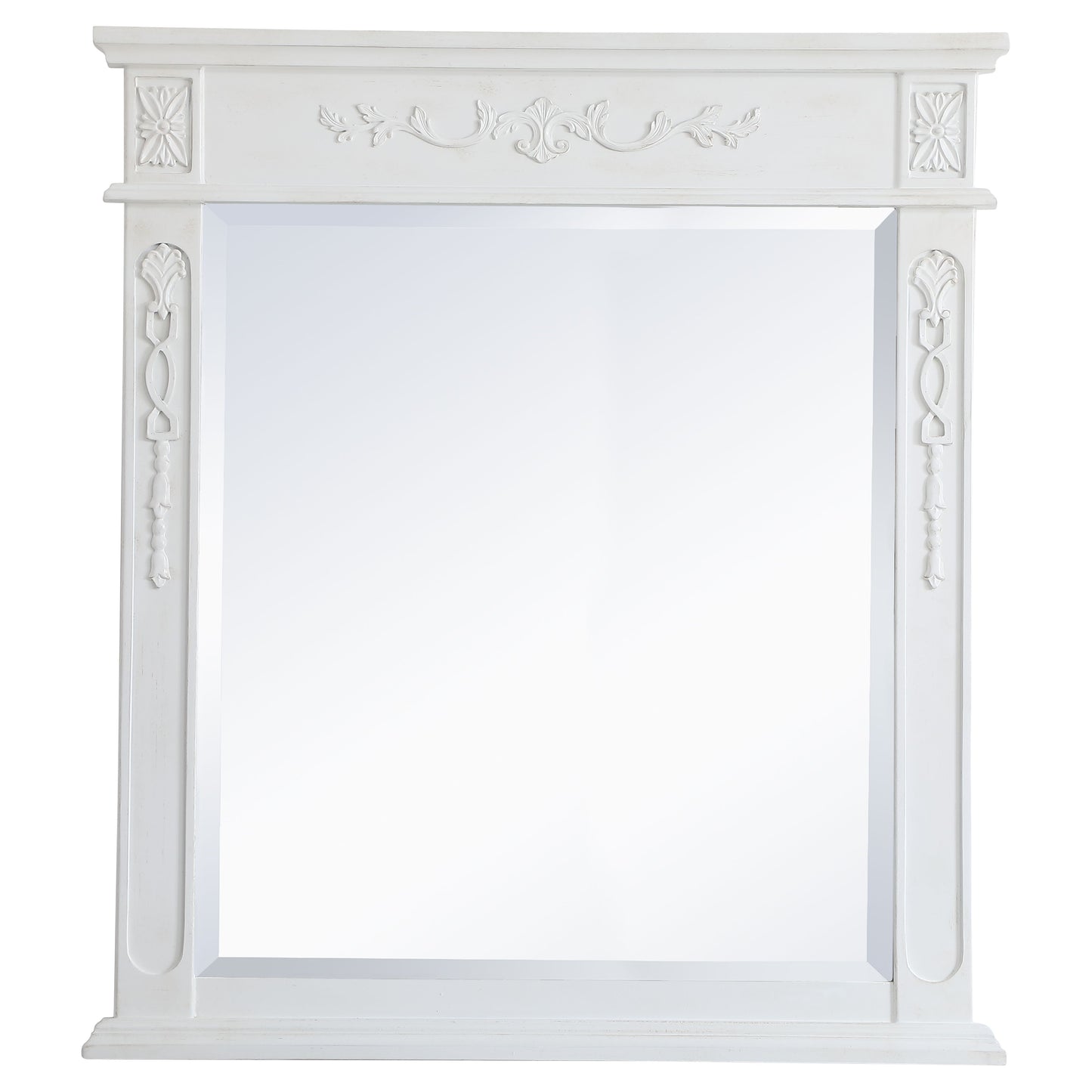 Elegant Decor VM13236AW Danville 32" x 36" Wood Framed Decorative Mirror in Antique White