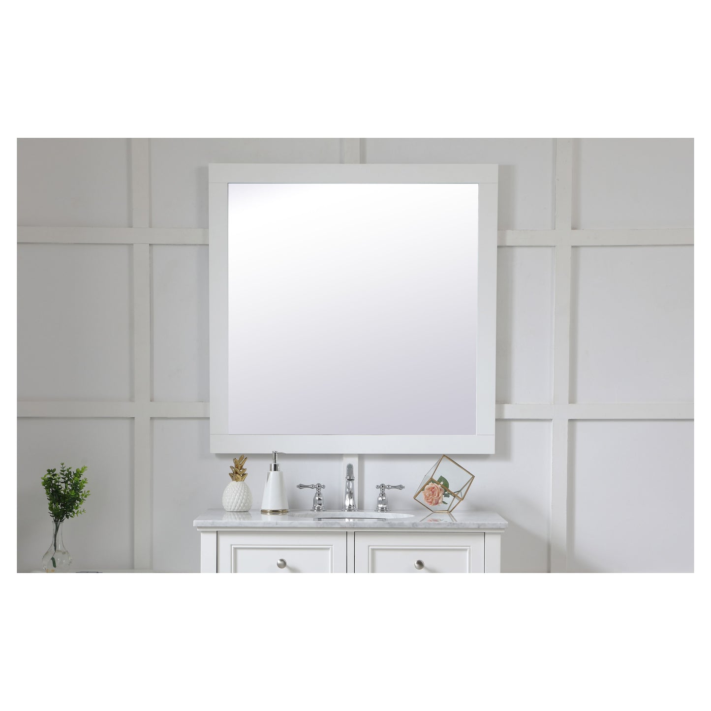 VM23636WH Aqua 36" x 36" Framed Rectangular Mirror in White