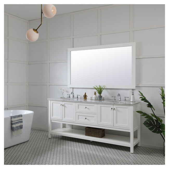 VM26036WH Aqua 60" x 36" Framed Rectangular Mirror in White