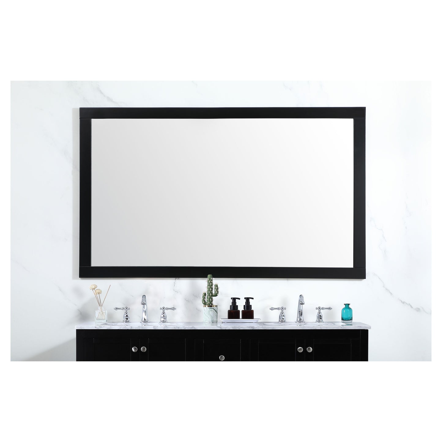 VM26036BK Aqua 60" x 36" Framed Rectangular Mirror in Black