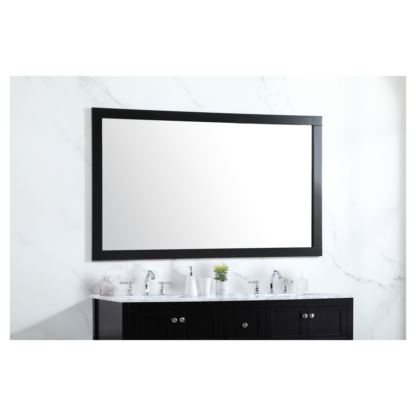VM26036BK Aqua 60" x 36" Framed Rectangular Mirror in Black