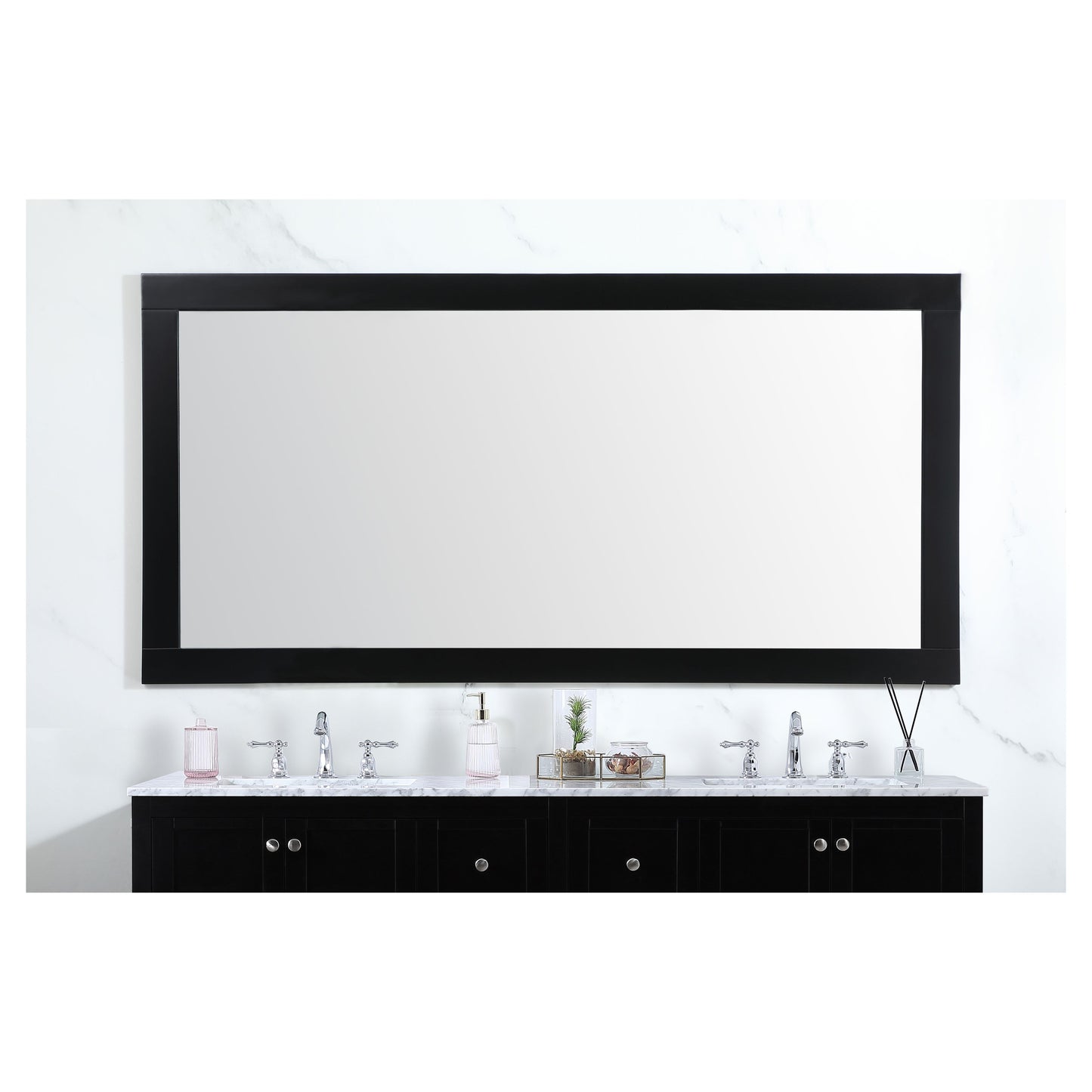 VM27236BK Aqua 72" x 36" Framed Rectangular Mirror in Black