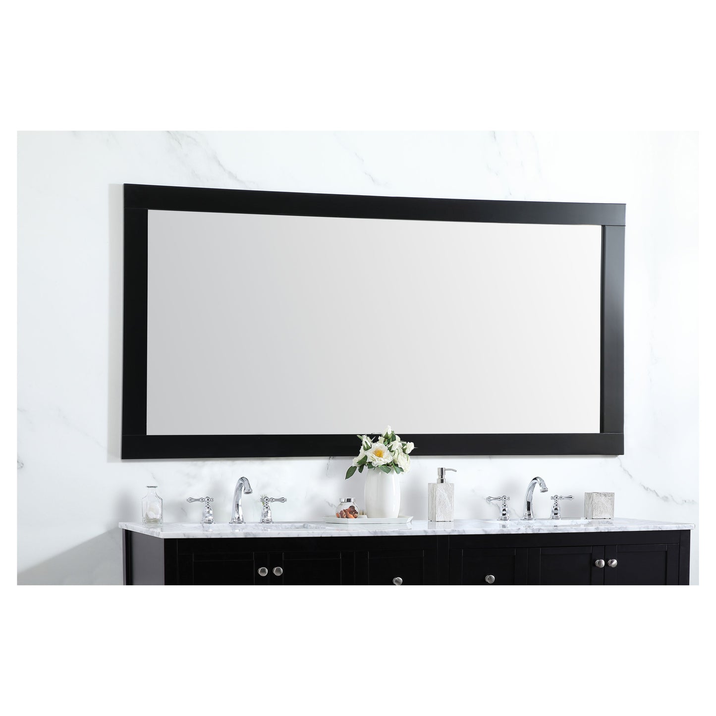 VM27236BK Aqua 72" x 36" Framed Rectangular Mirror in Black