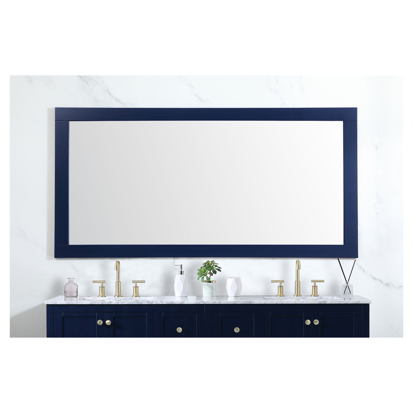 VM27236BL Aqua 72" x 36" Framed Rectangular Mirror in Blue