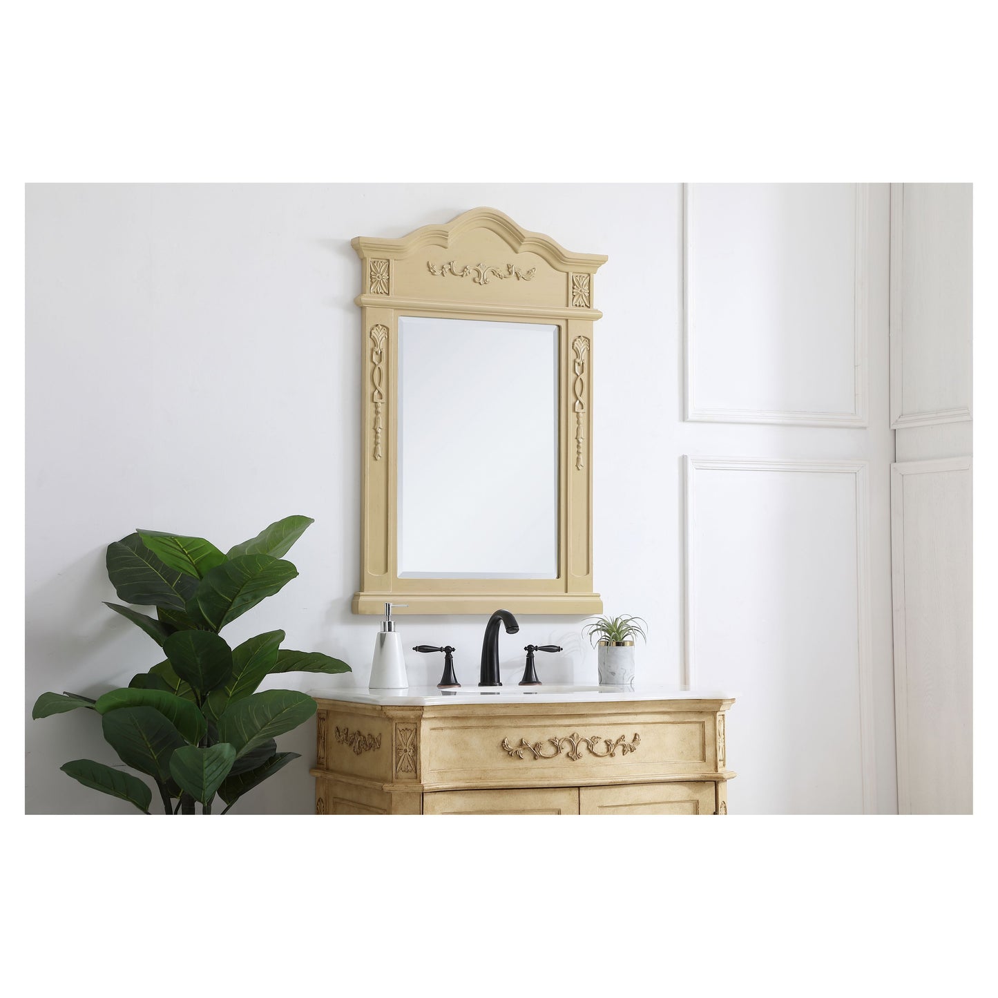 VM32436LT Danville 24" x 36" Wood Framed Decorative Mirror in Light Antique Beige