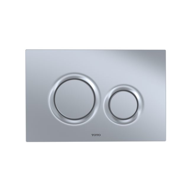 YT930#MS - Dual Flush Round Push Button Plate for Select DuoFit In-Wall Tank Unit - Matte Silver