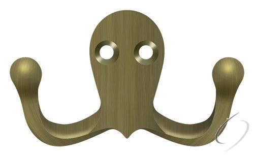 WDH15U5 Double Hook; Antique Brass Finish