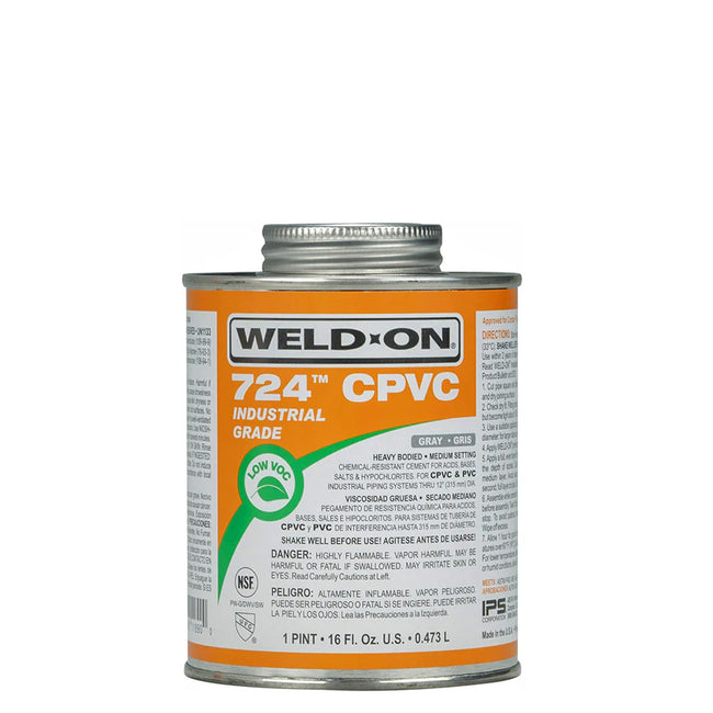 11890 - Weld-On 724 CPVC - Professional Industrial-Grade Heavy-Bodied Gray CPVC Cement - 1 Pint