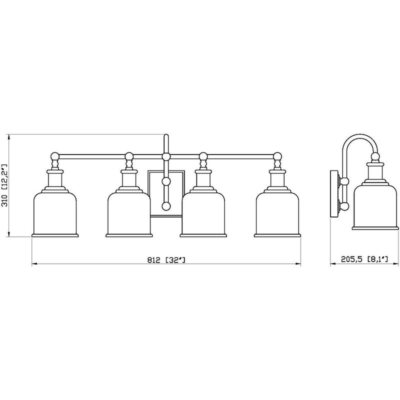 Z-Lite 734-4V - Bryant 4 Light 32" Vanity Light