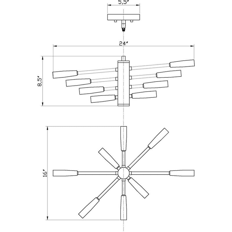Z-Lite 737-8 - Ascension 8 Light 24" Chandelier