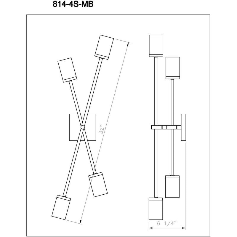 Z-Lite 814-4S - Calumet 4 Light 6" Sconce