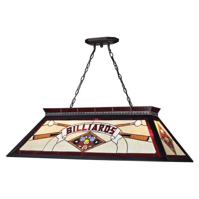 KD27RED - Tiffany Billiard 4 Light 44" Chandelier
