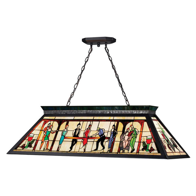 KD28 - Tiffany Billiard 4 Light 44" Chandelier