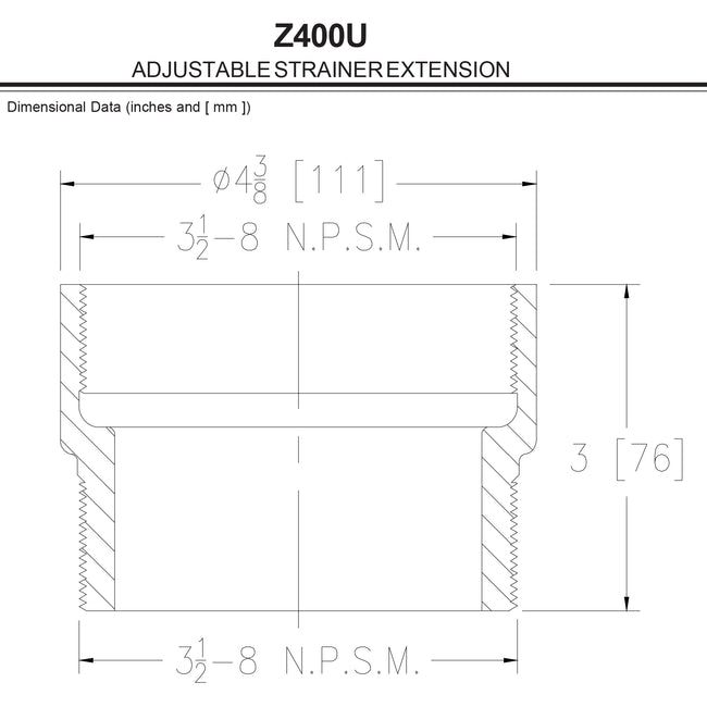 Z400-U - Type U Adjustable Strainer Extension